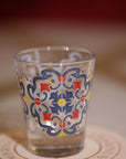 Bicchiere da caffè in vetro - decoro maiolicato