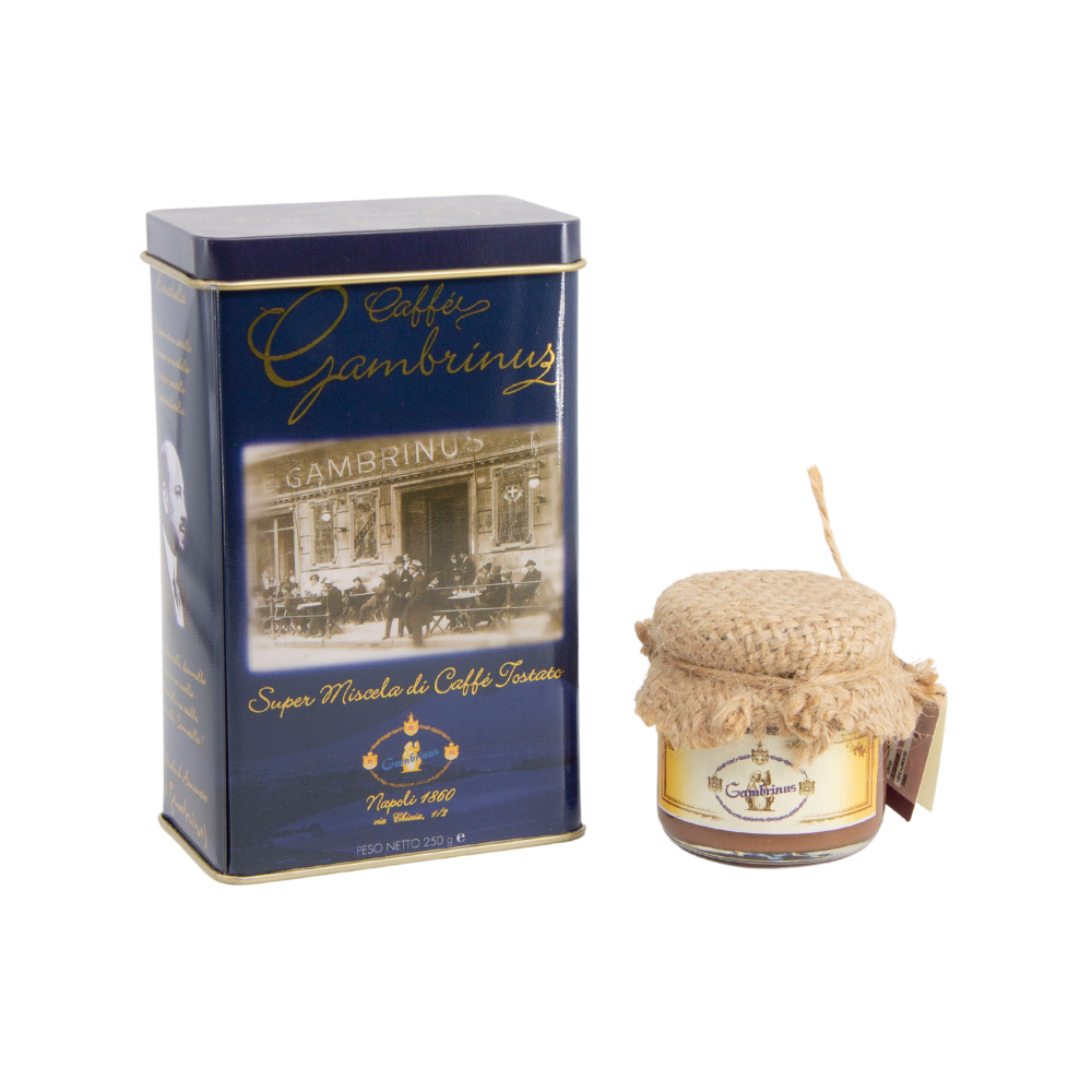 Set Nocciola e Latta caffè macinato GAMBRINUS 250gr